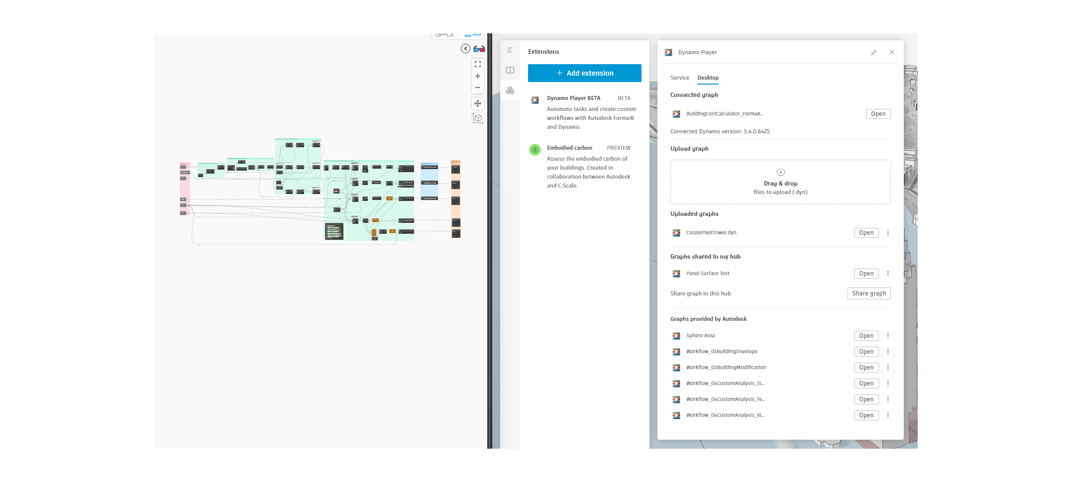 Clicking Open while in desktop mode opens the graph in Dynamo as well as Dynamo Player