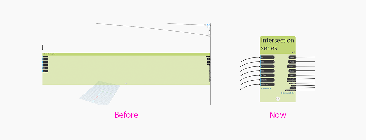 Before: Wide collapsed group. Now: Compact collapsed group.